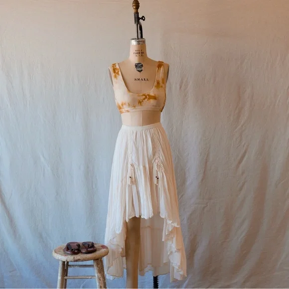 Spell Cream Maxi A-Line Skirt Asymmetrical High-Low - Picture 9 of 16